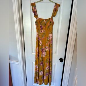 Flynn Skye Bardot Maxi Dress in Golden Hour, size S